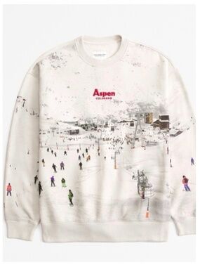 Abercrombie & Fitch Aspen Graphic Cream Sweater